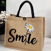 Sac de courses pliable 100 % biodégradable en jute avec sangle réglable, durable, lavable, couleur personnalisable, grande capacité pour les voyages et les marchés