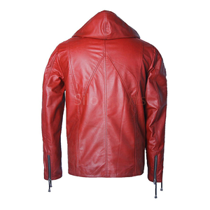 Nouvelle mode 2025 Blouson aviateur pour homme en cuir de vache rouge avec capuche à pompons, imperméable, coupe-vent, haute qualité, faible MOQ, grande taille, chauffant pour l'hiver - Product Image 5