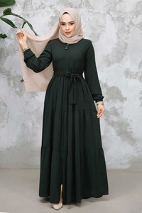 Abaya élégante à col bateau brodée décontractée pour femmes Tissu Nida de qualité supérieure Design modeste et élégant Longueur au sol Manches longues Respirant - Product Image 3