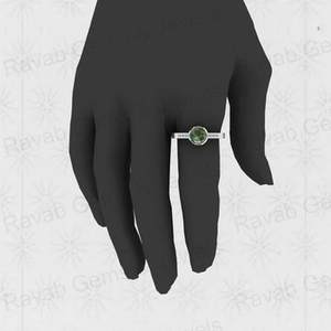 18K Gold 925 Silver 7mm Round Cabochon Green Peridot Copper CZ Diamond Stone Bezel Set Designer Band <b>Ring</b> Fine Jewelry For Women - Product Image 2