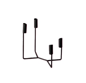 Bougeoirs coniques pour chandeliers avec poignée Bougeoir en métal en fer forgé noir mat - Product Image 1