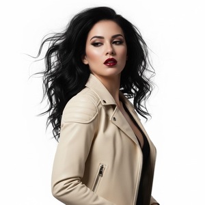 Veste de moto en cuir crème de style classique pour femmes, vente en gros personnalisée, prix d'usine, style motard authentique, manteau de mode pour femmes - Product Image 1