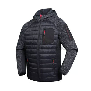 เสื้อแจ็คเก็ตบอมเบอร์บุผ้านวมแบบมีฮู้ดสำหรับผู้ชายไซส์ใหญ่ กันลม ระบายอากาศได้ดี ซิปแบบตั้ง  บุโพลีเอสเตอร์ อุ่นสบายสำหรับฤดูหนาว - Product Image 1
