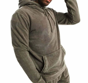 Ensemble de survêtement pour homme, streetwear tendance, respirant, imprimé, délavé à l'acide, 100% coton, col à capuche personnalisé, jogging d'hiver uni - Product Image 2