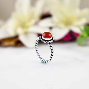 Anillo de plata estilo bohemio hecho a mano, joyería de plata de ley 925, piedra preciosa cornalina, anillo de tendencia, joyería para mujer, regalo para ella - Product Image 4