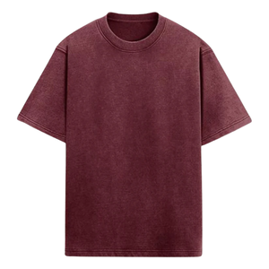 Vintage Washed Maroon Burgundy T Shirt Oversize Heavyweight Streetwear Fade Cotton Tee Custom Logo Printing Men Blank Fashion - Product Image 1