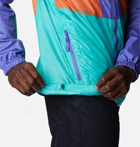 Veste de sport d'extérieur imperméable à fermeture éclair en nylon 100% polyester avec logo personnalisé, veste de course à pied pour homme, veste coupe-vent à capuche - Product Image 3