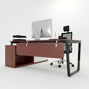 HBTC024 โต๊ะทำงานผู้บริหารรุ่นร่วมสมัย ขนาด 180x160 ซม. ดีไซน์ทรงสี่เหลี่ยมคางหมู ทำจากไม้เนื้อแข็ง รูปทรงตัวแอล สำหรับสำนักงาน ต้องประกอบเอง - Product Image 3