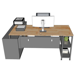 Contemporary Executive Desk with Rubber Wood Cabinet and Iron Legs TK102 <b>Office</b> <b>Computer</b> Table for Bedroom Use - Product Image 4
