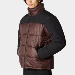 Manteau en duvet matelassé en nylon à blocs de couleurs pour hommes avec logo personnalisé en gros Vêtements d'extérieur d'hiver chauds coupe-vent Veste à bulles pour hommes - Product Image 1