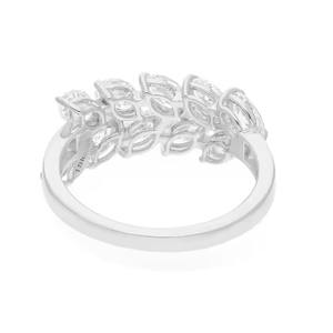 Bague en or blanc 14 carats à deux couches en forme de grappe de diamants cultivés en laboratoire de diamants de taille ovale bague de fiançailles de mariage bijoux fins - Product Image 2