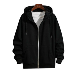 Sudadera con capucha de lana con cremallera completa de 300g de alta calidad para hombres, sudadera holgada informal con logotipo personalizado en stock con cuello con capucha, Stock de Venta caliente - Product Image 2