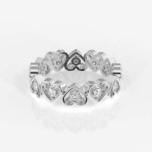 แหวนทอง 14K ประดับเพชรโมอิสซาไนต์ทรงกลม ดีไซน์รูปหัวใจแบบ Eternity Band - Product Image 5