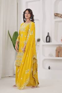 Salwar Kameez Anarkali traditionnel de haute qualité en polyester Georgette pour fête d'hiver, manches bouffantes, Chudidars, Abaya de Dubaï - Product Image 6