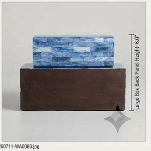 Modern Blue MDF Resin <b>Storage</b> <b>Boxes</b> Rectangular Design for Sundries Handcrafted - Product Image 4