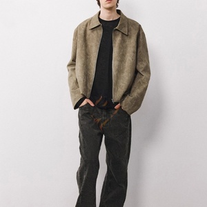 Wholesale High Quality 100% Genuine Leather Stand Embroidery Front Vintage Zipper Stylish New Design Men's Outdoor Soft <b>Jacket</b> - Product Image 6