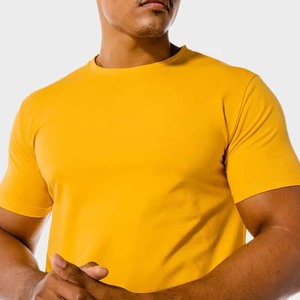 เสื้อยืดลำลองผ้าฝ้าย100% สำหรับผู้ชายเสื้อฟิตเนสแขนสั้นเข้ารูปสีเหลืองเสื้อทรงหลวมพิมพ์ลายตัวอักษรผ้าโพลีเอสเตอร์/ ผ้าฝ้ายถัก - Product Image 5