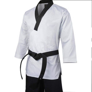 Vêtements d'arts martiaux à manches longues pour hommes en pur coton blanc personnalisés en usine pour adultes pour Taekwondo karaté judo porter - Product Image 3