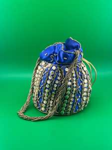 Best Quality Crystal Beaded With Bottom Flat Designer Ethnic Silk Embroidery Indian Potli <b>Bag</b> Handmade <b>Wedding</b> Hot Selling <b>Bags</b> - Product Image 3