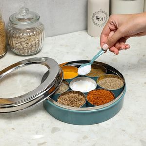 Boîte à épices en acier inoxydable à 7 compartiments Organisateur de cuisine pour outils d'herbes et d'épices - Product Image 4