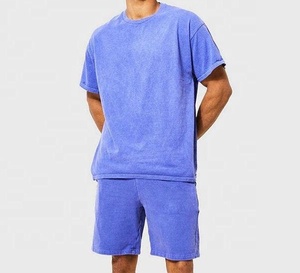 Men's High Quality Two Piece 100% Cotton Acid Wash <b>Shorts</b> Set Oversized Streetwear with Custom Logo Design Elastic Waist Closure - Product Image 5