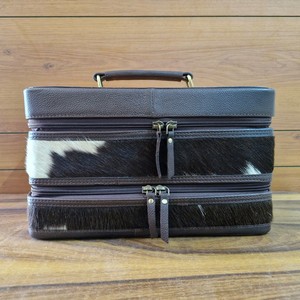 Caja de almacenamiento de cosméticos de maquillaje elegante de cuero genuino hecha a mano, neceser de viaje hecho a mano para mujer, caja organizadora - Product Image 3