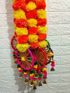 Atrapasueños de Pompones de Caléndula Artificial Esponjosa Hecha a Mano, Decoración de Pared de Estilo Bohemio para el Hogar, Oficina, Sala de Pooja, Balcón - Product Image 4