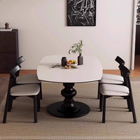 Table à manger extensible en bois massif de style chinois moderne avec 4 chaises, plateau en pierre durable, mobilier de maison pour usage hôtelier