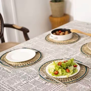 Ensemble de jacinthes d'eau en jonc de mer tissé à la main rustique moderne et durable napperons en cuir sous-verres Combo chambre à coucher maison Table à manger - Product Image 5