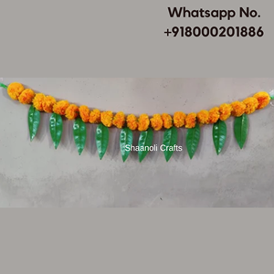 Guirnalda Artificial de caléndula con hoja de mango, guirnaldas de flores para decoración esponjosas Diwali, colgantes de puerta, diseños Toran - Product Image 4