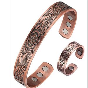 Gold Red Copper Plated Magnetic Bracelet <b>Bangle</b> Male <b>Men</b> Women Arthritis Pain Relief Magnets Healing Therapy Adjustable Bracelet - Product Image 1