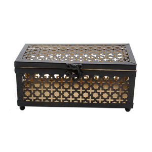 Modern Gold Plated <b>Glass</b> Iron Decorative Rectangle Jewelry <b>Box</b> for Wedding & Home Table Display Square Pattern Carton Packed - Product Image 2