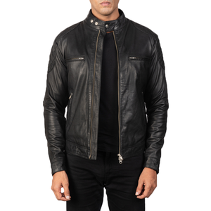 Chaqueta de cuero de lona informal de alta calidad para hombre con cremallera y patrón para invierno a prueba de viento manga regular suministro OEM - Product Image 4