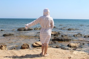 New Sultan Loincloth Bathrobe Hooded Quick Drying Cotton Long Sleeve Colorful Soft Dressing Gown Women's Bathrobe Men's Bathrobe - Product Image 5