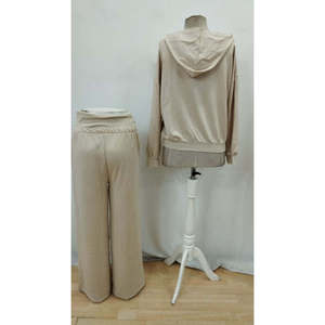 Completo due pezzi da donna a maniche lunghe con stampa '<span class=keywords><strong>Nope</strong></span>' e vita a costine, 29365 - Beige - Product Image 6