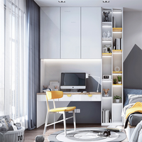 Armoire de chambre d'enfant autoportante, moderne et durable, au design personnalisable, avec bureau et bibliothèque, pour mobilier de chambre d'appartement