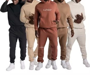 Wholesale Heavyweight Cotton Plain Sweatsuit Custom Hoodie Gym Jogger Two Piece <b>Mens</b> Tracksuits OEM <b>Pullover</b> Tracksuits for <b>Mens</b> - Product Image 1