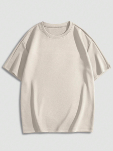 Vente en gros T-shirt col rond classique pour hommes T-shirt uni en coton polyester blanc avec impression de logo personnalisé pour hommes - Product Image 2