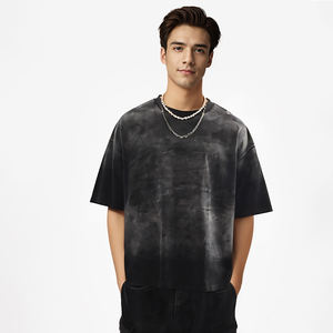 Camiseta recortada de lavado ácido de gran tamaño de algodón 100% de alta calidad para hombres Impresión personalizada con patrón sólido - Product Image 1