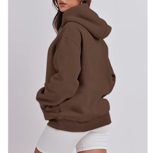 Sudadera Extra Grande para Mujer, Media Cremallera, Algodón y Poliéster, Hombros Caídos, Mangas Largas, Cuello con Cierre de 1/4 - Product Image 3