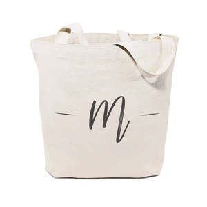 Personalized Open Closure Monogram Cotton Canvas Tote Bag with Solid Color Pattern - Product Image 1