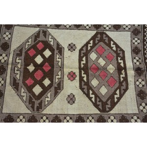 Classique marron Beige Vintage tapis turc 3.7X4.8 pieds Patchwork Design laine matériel Latex support pour salon chambre d'adolescent - Product Image 5