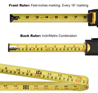Mètre ruban automatique portable avec support robuste, verrouillage automatique, clip ceinture et crochet magnétique, 19mm/25mm, 3M-10M, Mesures impériales