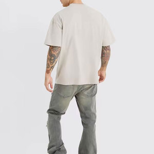 เสื้อยืดคอตตอนโอเวอร์ไซส์สำหรับผู้ชายเสื้อผ้าแนวสตรีทโชว์ไหล่ของผู้ชายเสื้อยืดธรรมดาโลโก้ตามสั่งจาก100% - Product Image 2