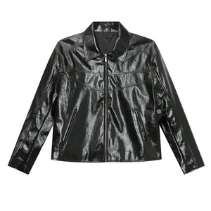 American Style Bright Surface Men's Genuine Leather Canvas Jacket Zipper Waterproof Breathable Fashion Casual Winter Solid Color - Product Image 5