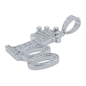 100% <b>King</b> 925 Sterling Silver Micro Pave Pendant with 24K Gold Plating Number Pattern Charms Unisex Gift - Product Image 2
