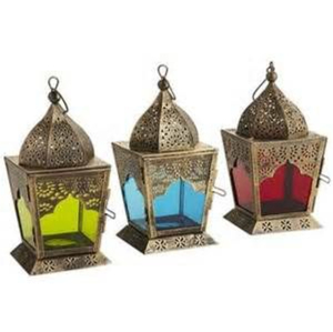 Unique Look Golden Metal Moroccan Candle Lantern <b>Table</b> <b>Top</b> and Hanging Home and <b>Garden</b> Decorative Lanterns With Colorful <b>Glass</b> - Product Image 2