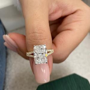 แหวนเพชรแบบตัดเป็นเบาะสำหรับใช้ในห้องทดลองทำจากเงินสเตอริง925แหวนหมั้น4.35 CT IGI ได้รับการรับรองจาก VVS2 - Product Image 4