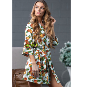 Ensembles de pyjama en satin de soie pour femmes avec logo personnalisé Tenue de nuit boutonnée à manches courtes et souple Tenue de détente décontractée pour femmes - Product Image 5