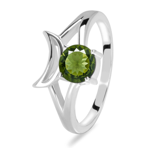 Último diseño, anillo de regalo de boda de Plata de Ley 925, forma de media luna, corte plateado, piedras preciosas de moldavita, pendiente de estilo clásico - Product Image 2